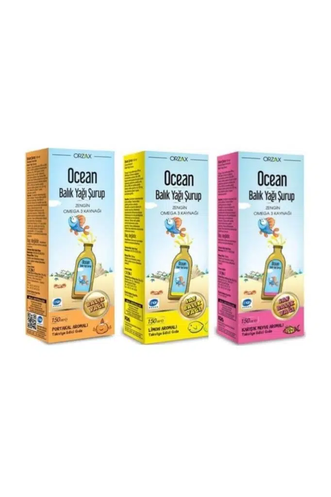 Ocean Omega 3 Portakal+ Limon + Karışık Balık Yağı Şurubu 3LÜ SET